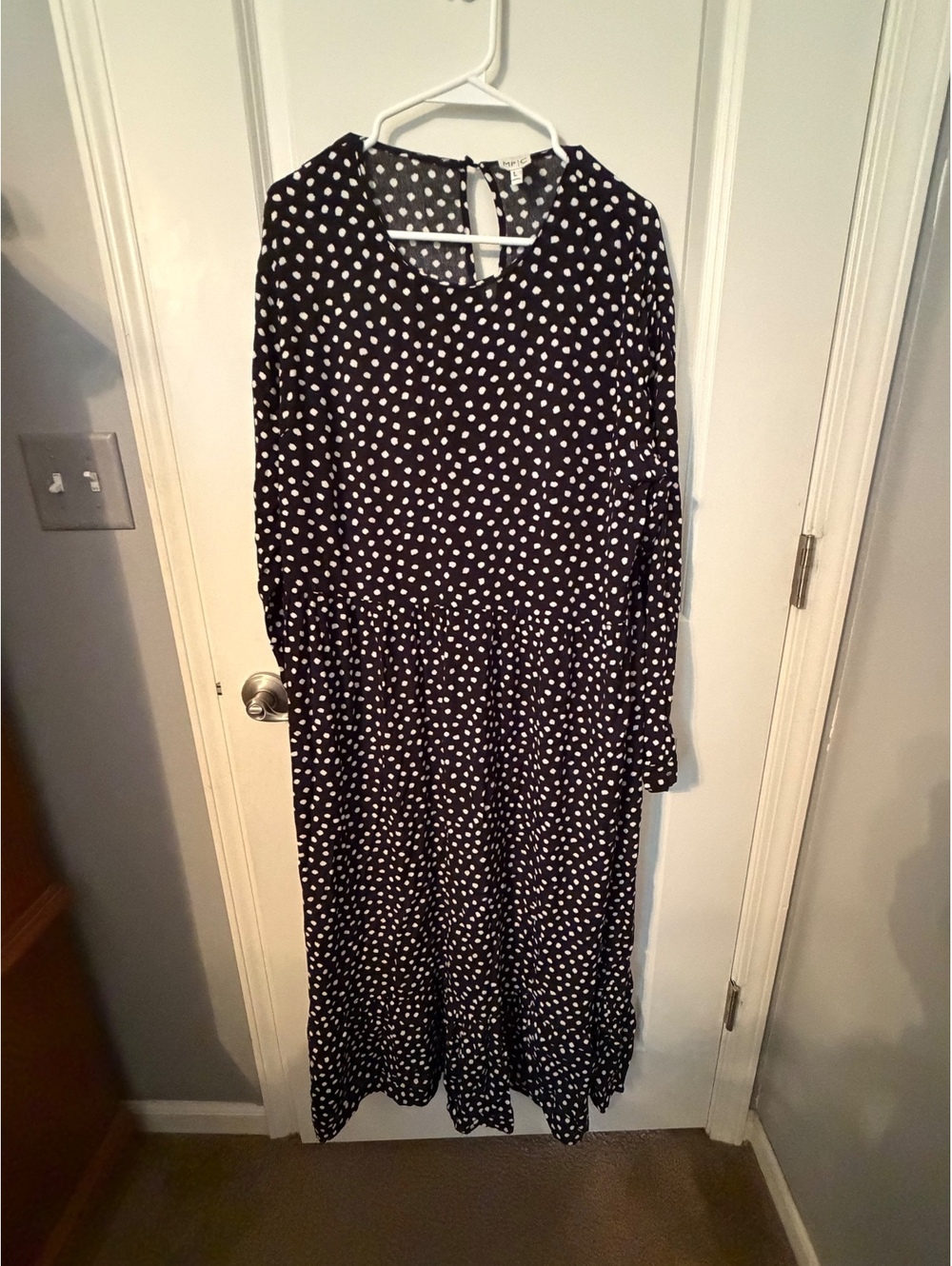 MPIC Black and White Polka Dot Long Sleeve Dress Size L